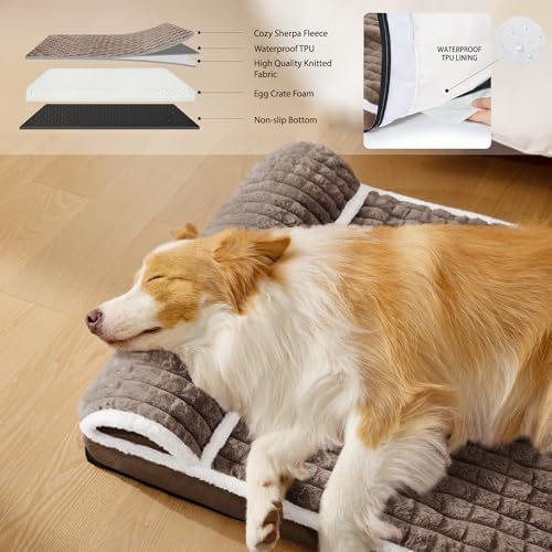 Orthopedic Large Dog Bed Pillow Pet Sofa Bed 36''X24'' Taupe - Image 3