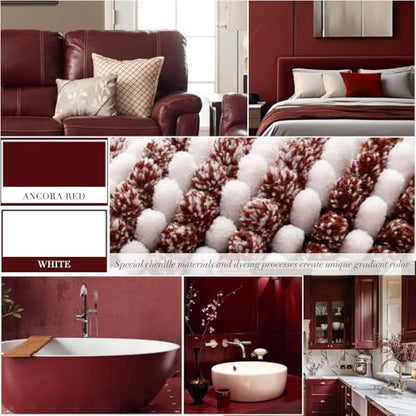 BSICPRO Bathroom Rugs Sets 2 Piece, Non Slip Striped Bath Mat, Burgundy Red - Image 3