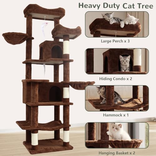 68 Inches Multi-Level Large and Tall Cat Tree Tower - Image 3