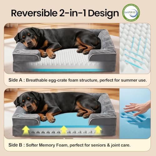 OhGeni Orthopedic Extra Large Dog Bed Couch, Memory Foam - Image 2