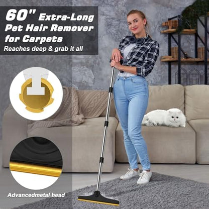 B-Land Carpet Rake for Pet Hair Removal, Reusable Carpet Scraper Broom - Image 2