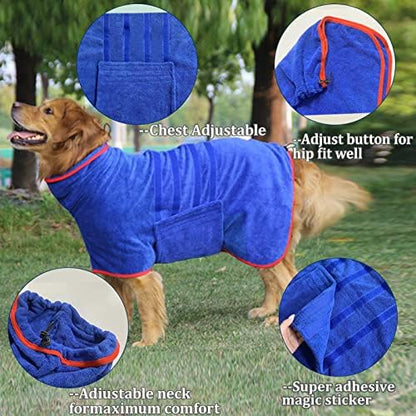 Dog Bathrobe Towel Dog Drying Coat Microfiber Absorbent Fast Drying Robes - Image 4
