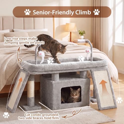 Heybly Cat Tree Extra-Long & Stable 2 Adjustable Scratch Boards HCT210SW-1 - Image 6