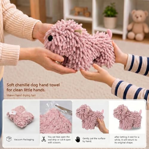 Chenille Dog Hand Towel Fuzzy Ball Dog Towel Animal Hand Towels - Image 5