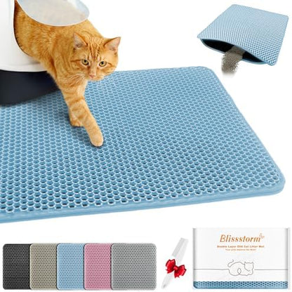 Cat Litter Mat 24"x35", Double Layer EVA litterbox Mat by BLISSSTORM