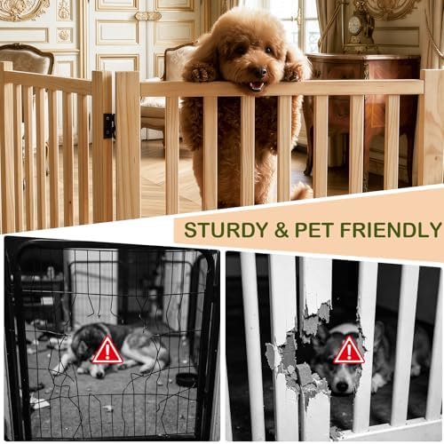 Freestanding Wooden Dog Gate Indoor- 23" H 2 Panels 2PCS - Image 6