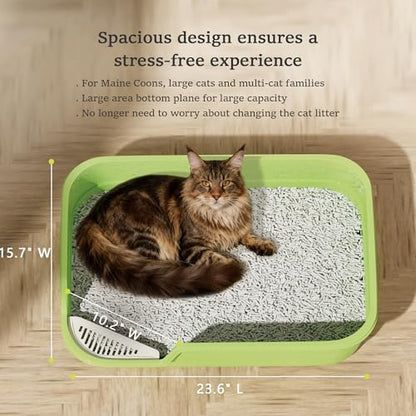 Vealind Extra Large Cat Litter Box High Sided and Low Entry Litter Tray - Image 3