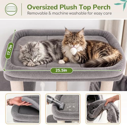 Globlazer Heavy Duty Cat Tree for Large Cats, 25.5in Wide Top Perch - Image 3