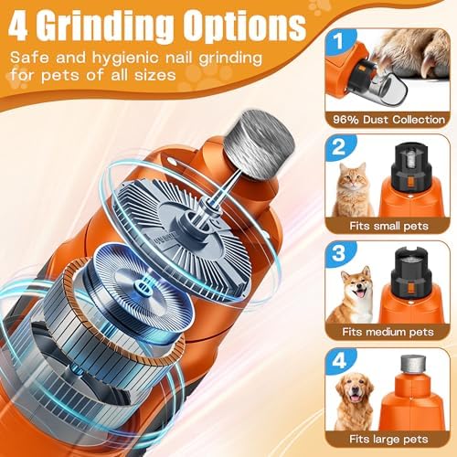 6-Speed Dog Nail Grinder with Quiet, 2 LEDs & Anti-Slip - Image 3