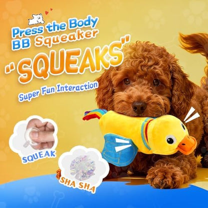 lilfrd Duck Dog Toy, Crinkle Squeaky Plush Interactive Chew Toy - Image 2