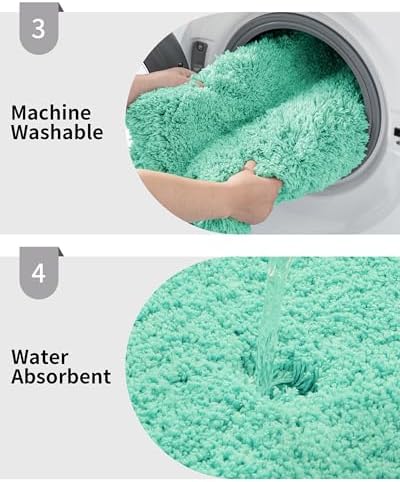 Disolla Mint Green Bathroom Rugs 24x48, Non-Slip Plush Thick Bath Mat - Image 5