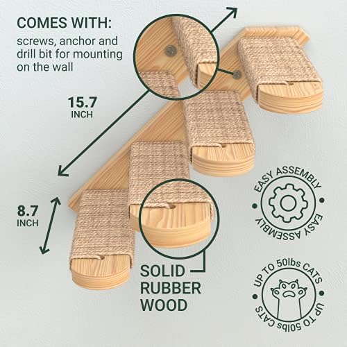 Cat Steps - Solid Rubber Wood Cat Wall Stairs- Left Right - Image 3