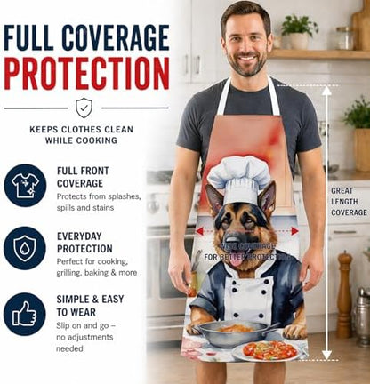 Caroline's Treasures German Shepherd The Chef Apron Cooking Kitchen Server - Image 3