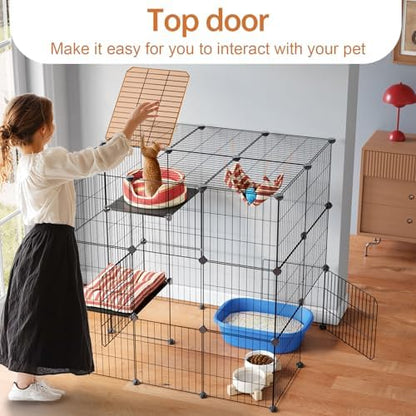Oneluck 3-Tier Cat Cages Indoor Enclosure DIY Cat Playpen Catio Detachable - Image 2
