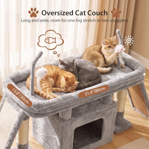 Heybly Cat Tree Extra-Long & Stable 2 Adjustable Scratch Boards HCT210SW-1 - Image 2