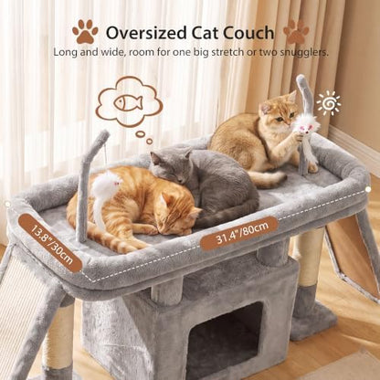 Heybly Cat Tree Extra-Long & Stable 2 Adjustable Scratch Boards HCT210SW - Image 2