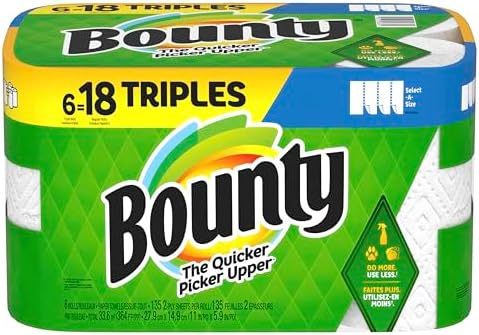 Bounty Select-A-Size Paper Towels, 6 Triple Rolls, 135 Sheets Per Roll by Bounty