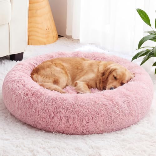 WNPETHOME Large Pink Round Calming Dog Bed Cat Bed by WNPETHOMEPETSHOME