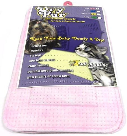 DryFur Pet Carrier Insert Pads Size Petite 13.5in x 8.5in Pink - Image 2