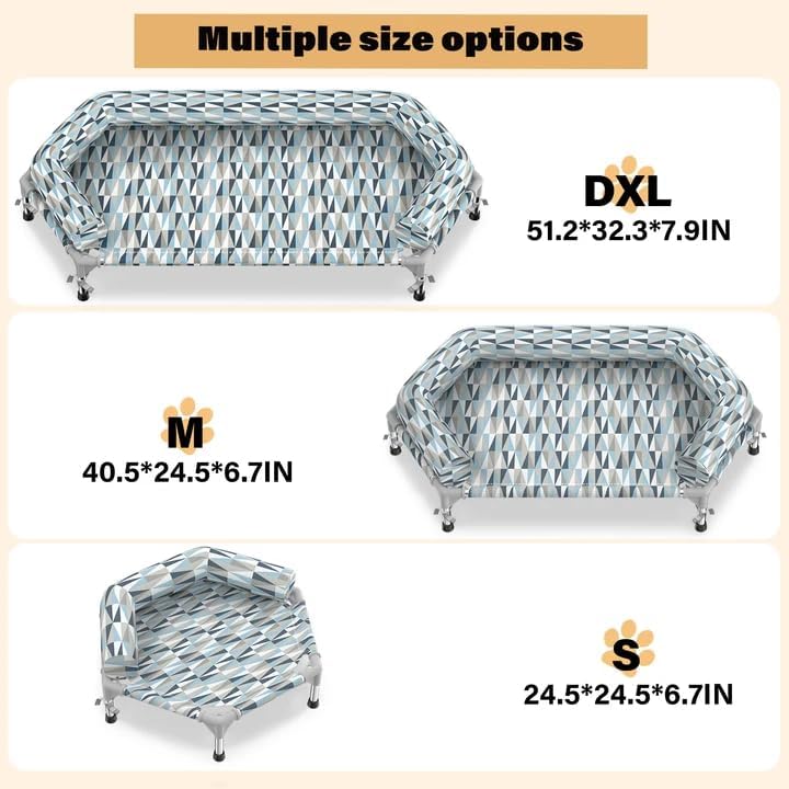 Elevated Dog Bed with Bolster, Raised Cooling Orthopedic Dogs Cot Small - Image 6