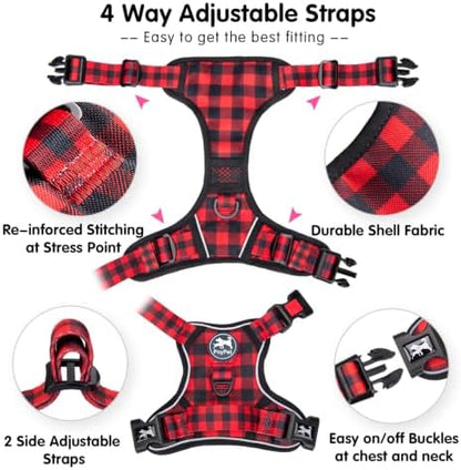 PoyPet Plaid Dog Harness Medium, No Pull Vest - Image 6