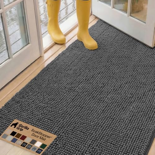 GORILLA GRIP SoakSTOPPER Dog Door Mat, Machine Wash and Dry, 60x36 Charcoal by GorillaGrip