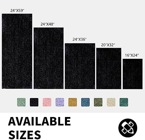 CozeCube 32"x20" Black Non Slip Microfiber Bathroom Rug Washable - Image 3