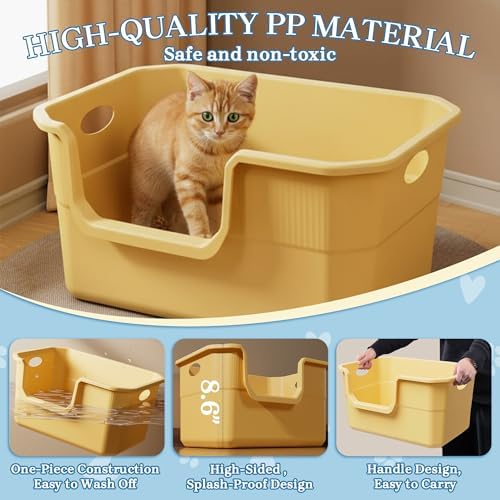 Low Entry Litter Box for Kittens & Senior Cat, High Sided Kitty Litter Boxes - Image 3