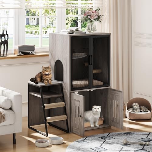 TrailBlaze Modern Double Cat Litter Box Enclosure Furniture – Hidden Storage - Image 4