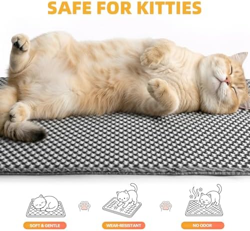 Cat Litter Mat 24x30 Inches, Honeycomb Double Layer Litter Trapping Mat - Image 3