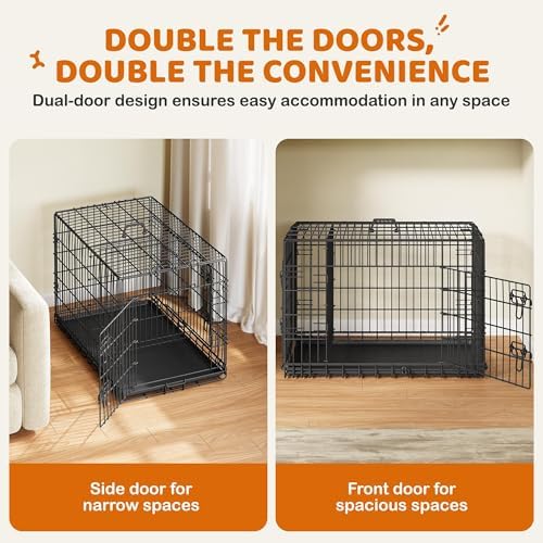 Yaheetech 36in Double Door Metal Dog Crate w/Divider - Image 4