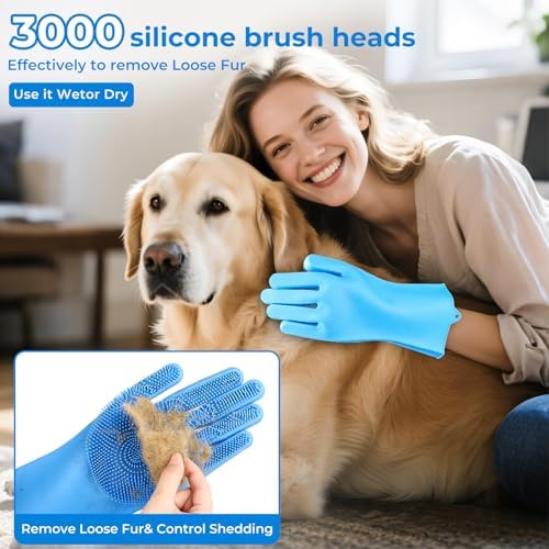 3PCS Dog Bath Supplies, Dog Bath Brush | Dog Washing Gloves | Dog Towel 40'' X - Image 5