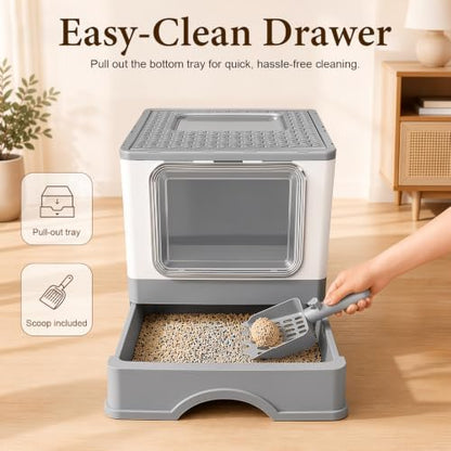 Covered Cat Litter Box with Lid - Image 3
