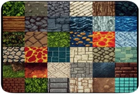 Manfei Video Game Bath Rug, Pixelated Themed Game Shaggy Absorbent Non Slip - Image 3