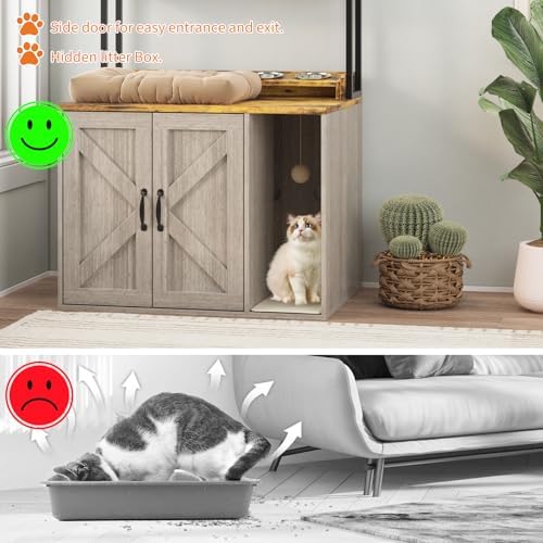 IDEALHOUSE 53" H Cat Litter Box Enclosure Hidden Litter Box Furniture - Image 7