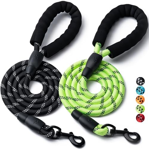 2 Pack Dog Leash, Heavy Duty Nylon Rope Pet Leashes by BOOMIBOO