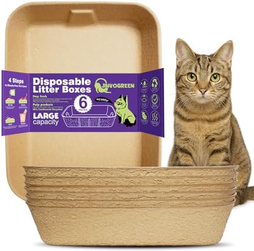 JINVOGREEN 6 Pack Disposable Litter Boxes by JINVOGREEN
