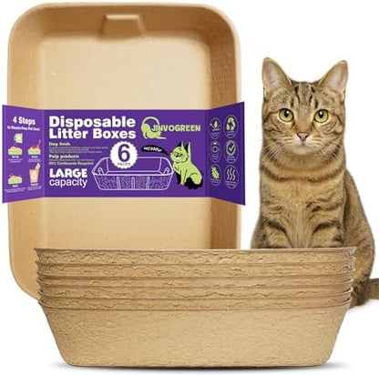 JINVOGREEN 6 Pack Disposable Litter Boxes by JINVOGREEN