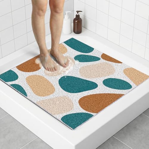 Square Loofah Shower Mat Non Slip, Quick Drying Foot Scrubber Mats by BLESWIN