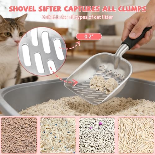 Metal Cat Litter Scoop with Holder, Lidded Caddy Set - Image 4