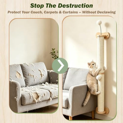 EMUST Wall Mounted Cat Scratcher 33", Sisal Kitten Scratching Post Sturdy - Image 6
