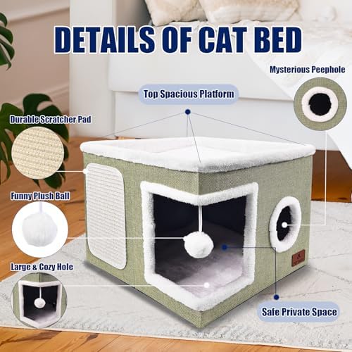 Cat Beds for Indoor Cats, Large Cat Cave Bed - Image 4