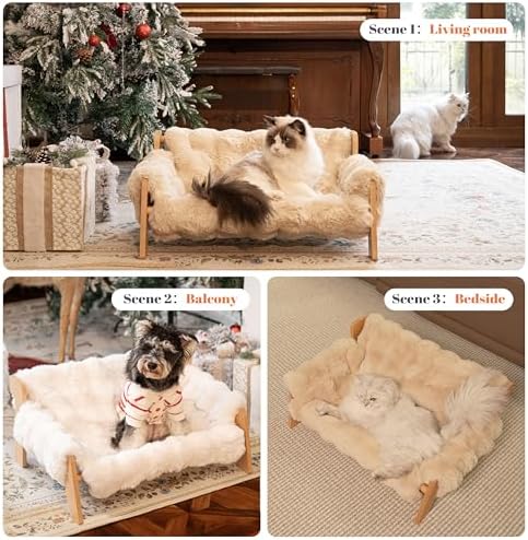 CHEERHOME PETS Elevated Cat Couch Bed Wooden Raised Kitty Sofa Lounge Chair - Image 6