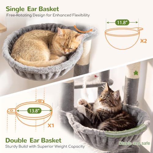 Globlazer 83in Extra Large Maine Coon Cat Tree, Light Grey - Image 5