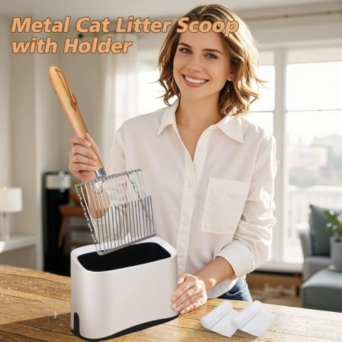 Cat Litter Scoop with Holder Stand, Poop Scooper with Waste Can, Refill Bag - Image 4