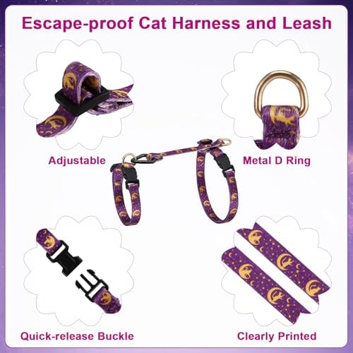 2 Pack Cat Harness and Leash, Escape Proof Adjustable Kitten Harness Multi - Image 3