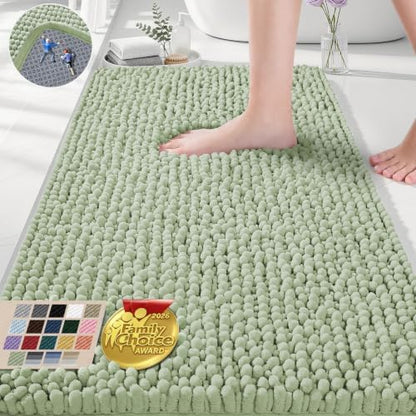 Ophanie Sage Green Bathroom Rugs 30x20, Soft Chenille Bath Mat, Non Slip by Ophanie
