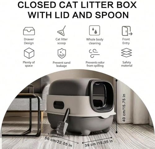 Cat Foldable Litter Box with Lid & Scoop – Middle Enclosed Anti-Splashing - Image 5