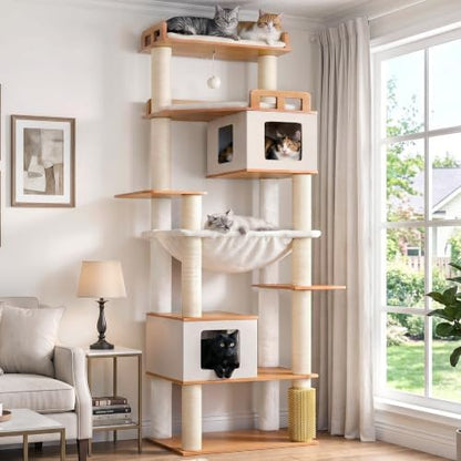 Gitelsnour Cat Tree, Wooden Multi-Level Tower by Gitelnour