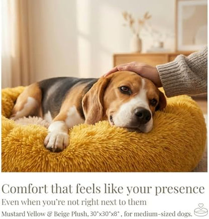 nononfish Soft Plush Dog Bed, Calming Round Pet Bed - Image 2